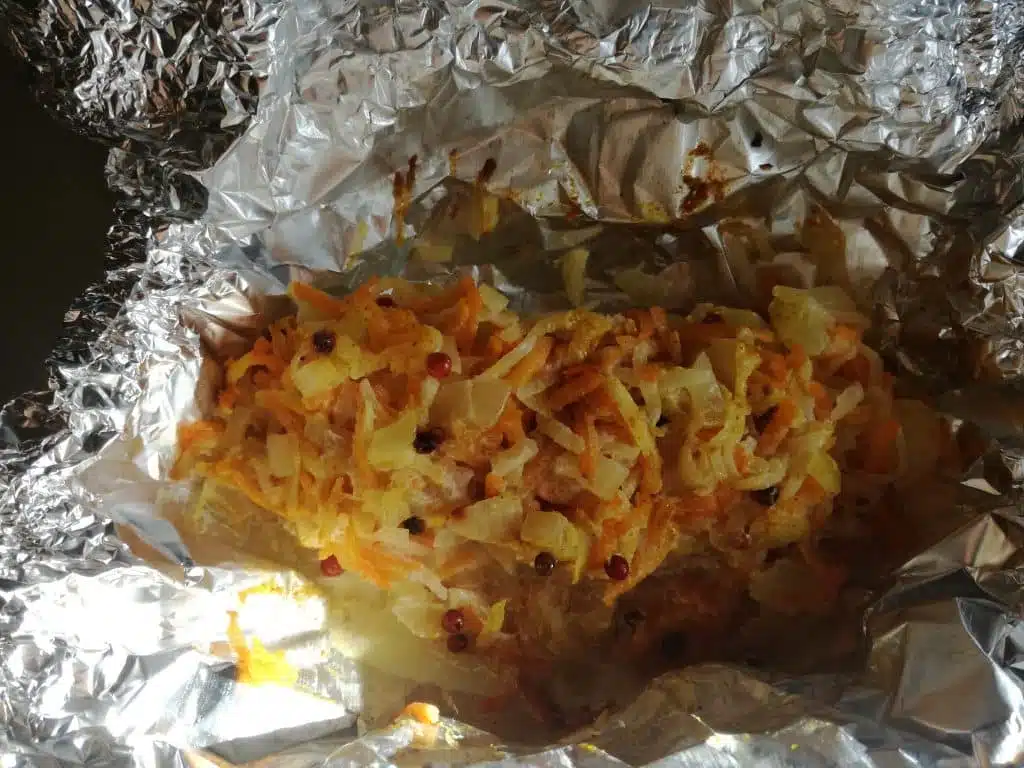 Papillote de colin et sa julienne de légumes