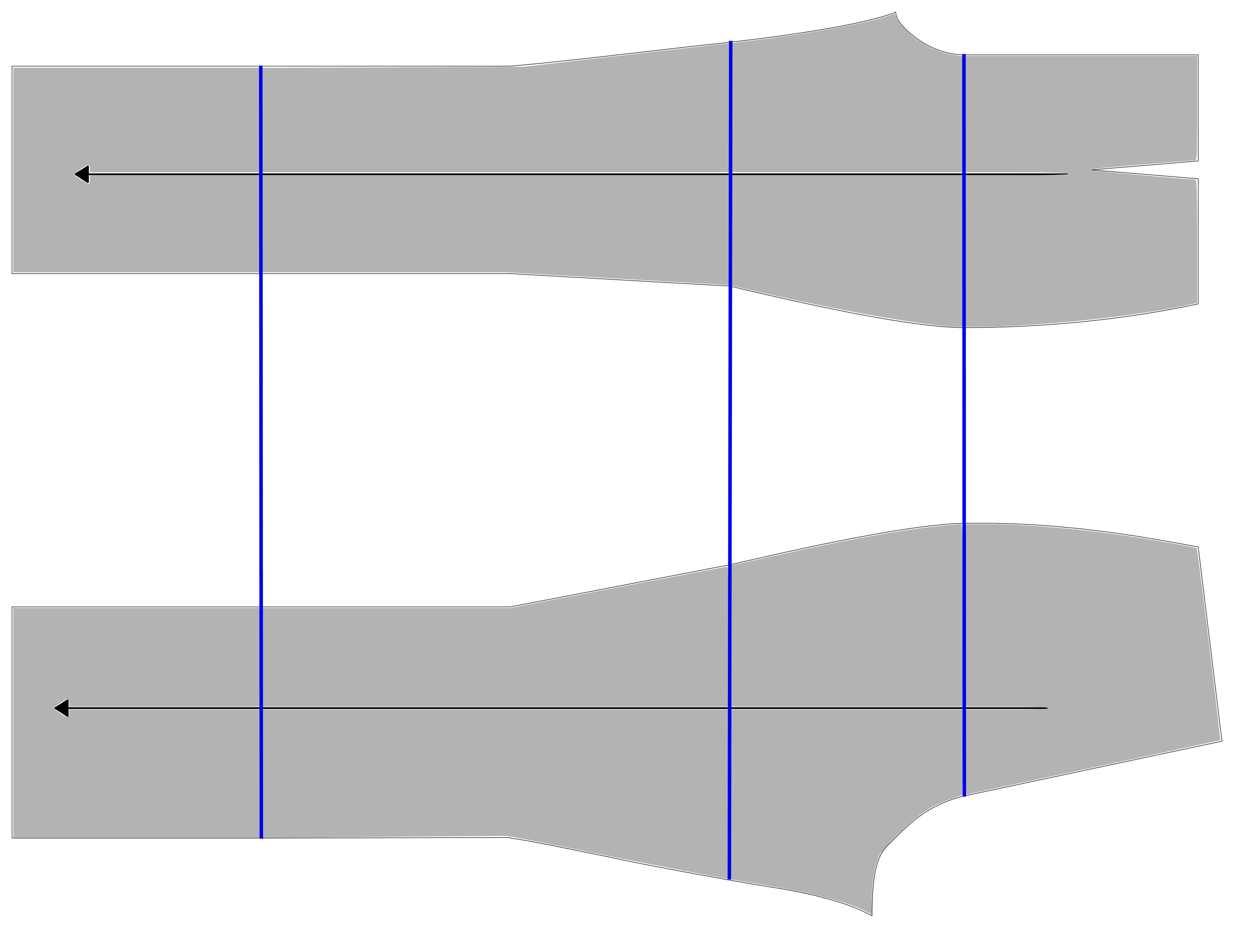 Lignes de coupe pour allonger ou raccourcir un pantalon